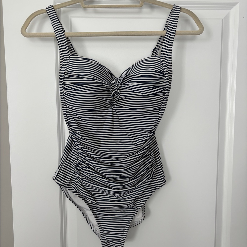 Nip Tuck Swim - Sorrento Stripe Joanne One Piece - Size 6 -Navy & White Swimsuit